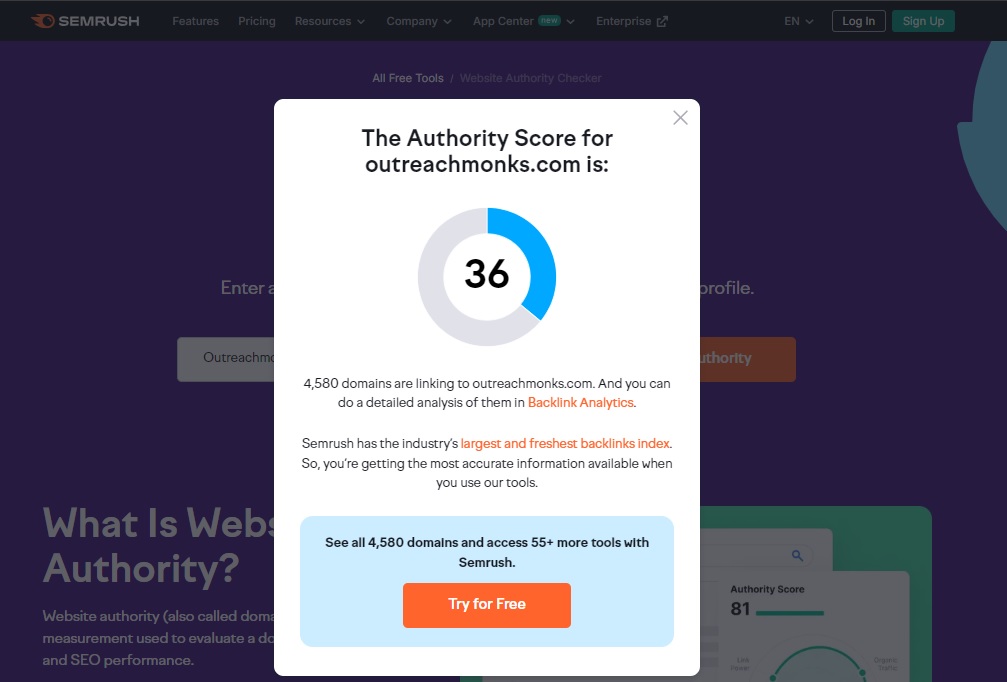 امتیاز مرجع لینک Semrush