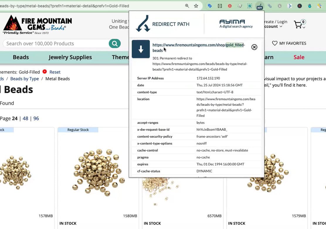 FireMountainGems.com. جزئیات تغییر مسیر: مسیر اصلی، https://www.firemountaingems.com/shop/gold_filled-beads.
