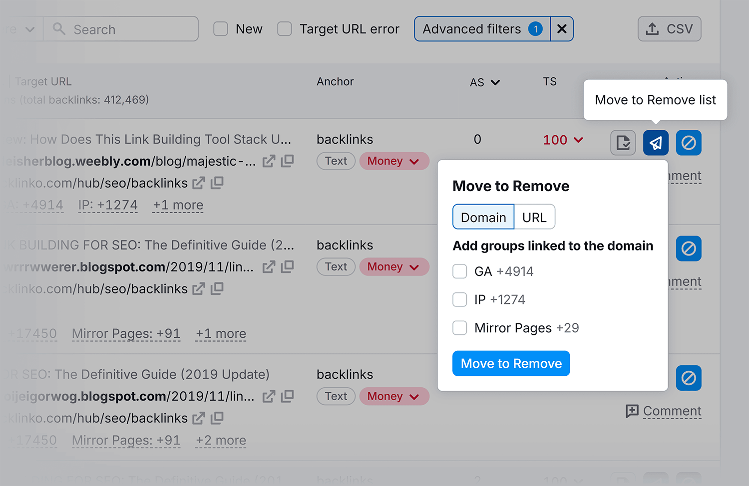 Backlink Audit – Remove individual links