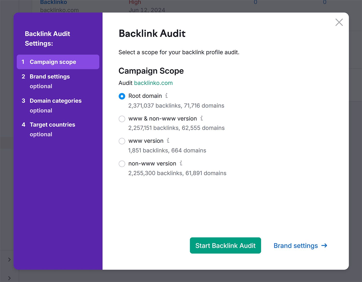 Backlink Audit – Setup