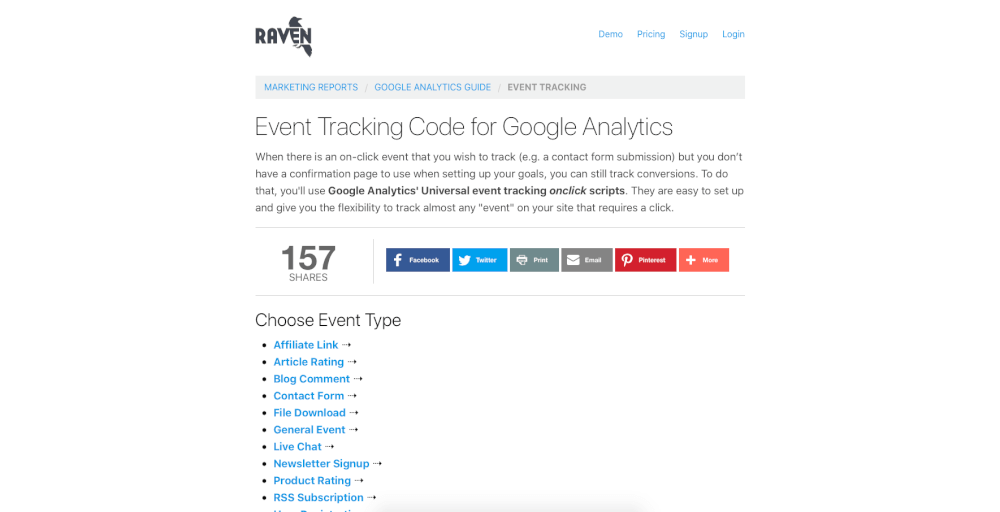کد ردیابی رویداد برای Google Analytics