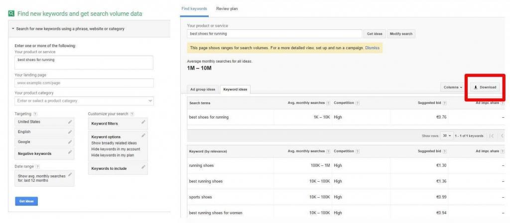 از Google Keyword Planner استفاده کنید